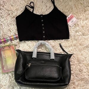 Abby satchel by DKNY NWT Love Tree Black Buttoned Crop Top & bonus items!